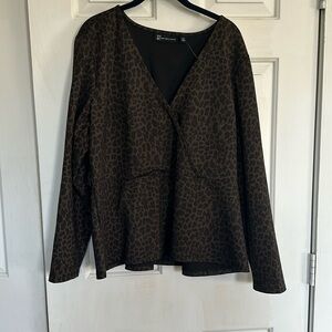 NWT New York & Company Dark Brown Patterned Blouse